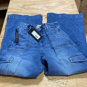 PAIGE Blue Flare Wide Leg Jeans